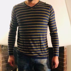 Men's Small Cashmere Blue/Yellow Sweater